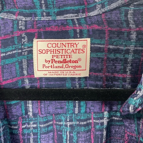Pendleton Vintage County Sophisticates Button Down Petite Plaid Shirt S W - Picture 9 of 10